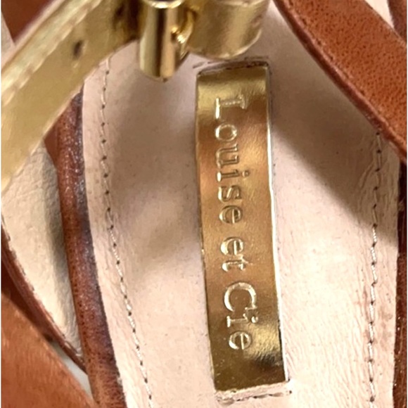 Louise et Cie Cut-Out Double Ankle Strap Heels Sandals 9M Brown Gold - Picture 12 of 15